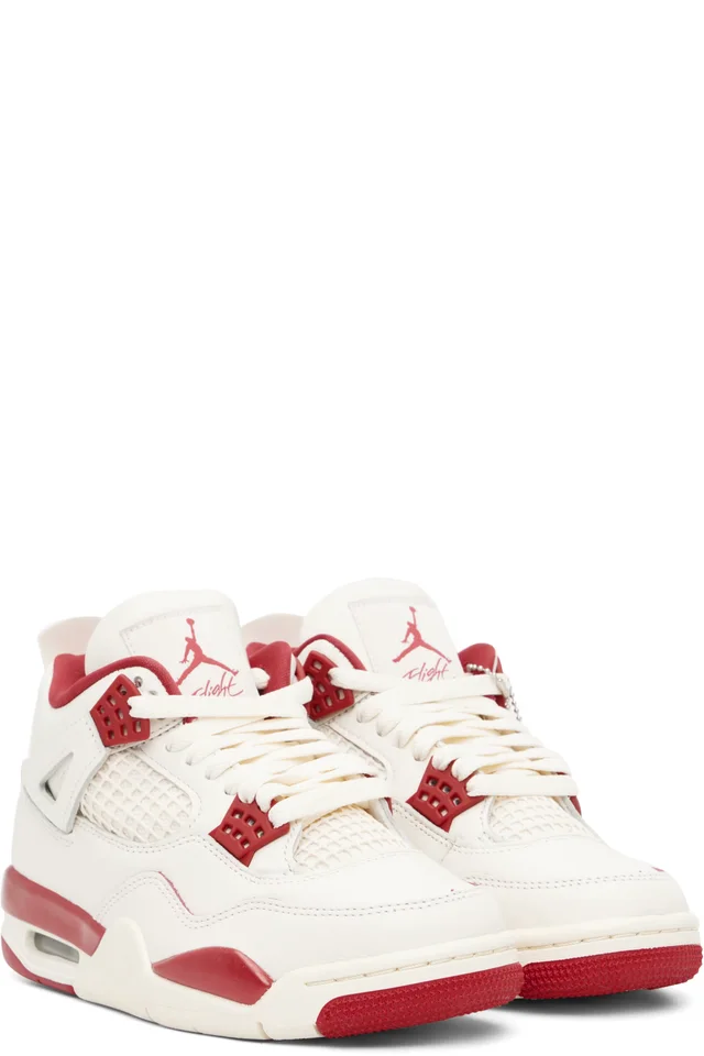 Nike Jordan Off-White & Red Air Jordan 4 Retro Sneakers, photo 4 of 5 from SSENSE
