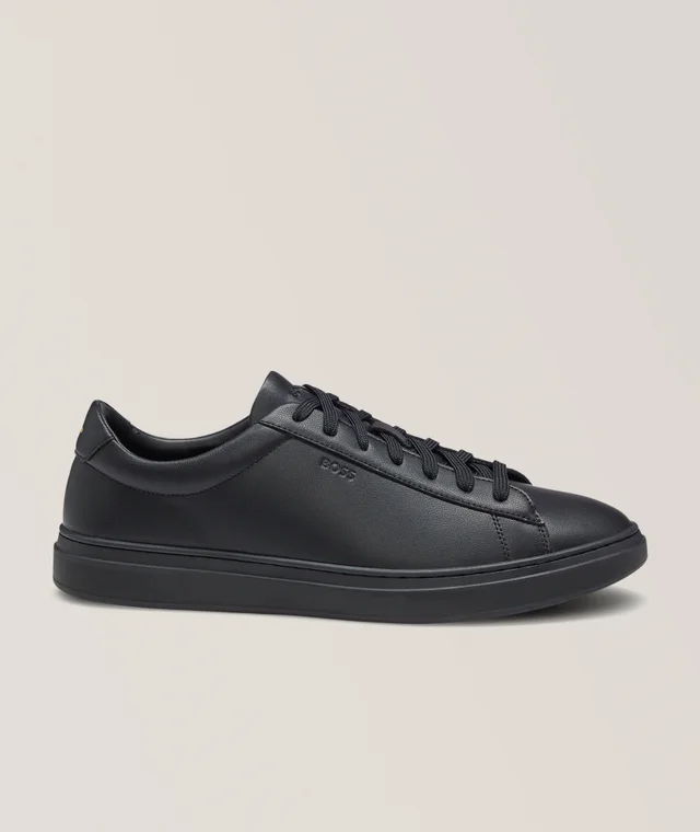 BOSS Kieran Leather Tennis Sneakers in Black from Harry Rosen, photo 1 of 1
