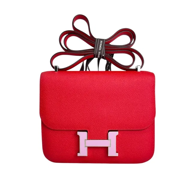 Hermès Red Constance 18 with Pink Enamel Closure in Epsom Leather in Red Epsom leather from Luxury Promise