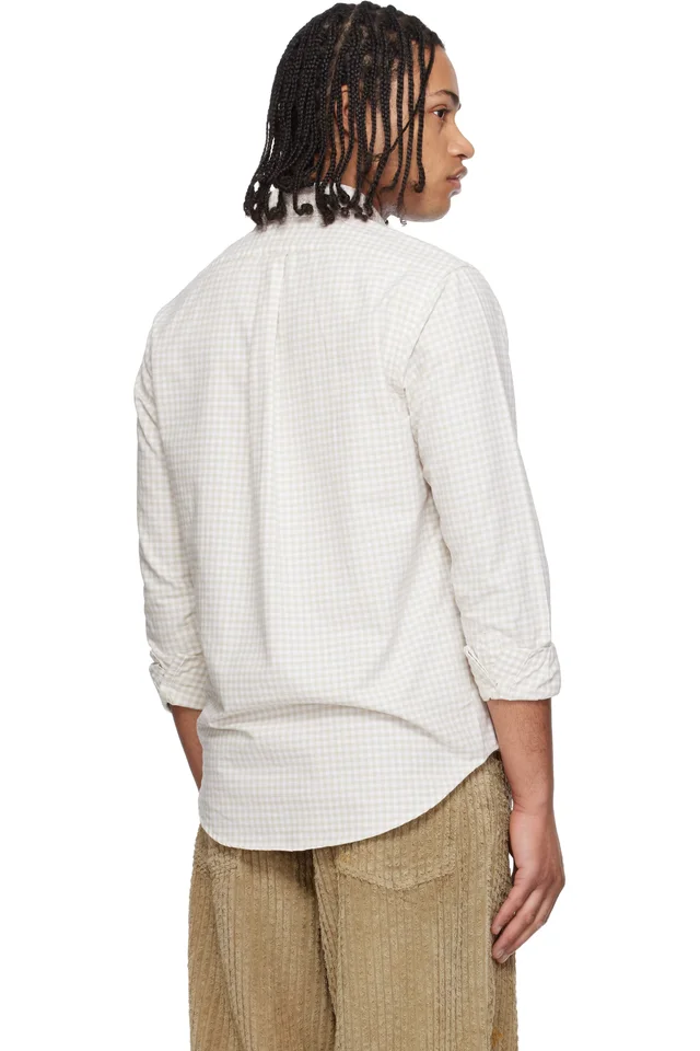 Polo Ralph Lauren Beige & White Classic Fit Gingham Oxford Shirt, photo 3 of 3 from SSENSE