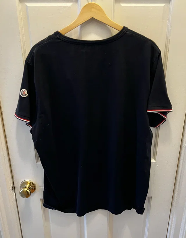 Moncler Sleeve Logo Crewneck Knit Shirt in blue from Grailed