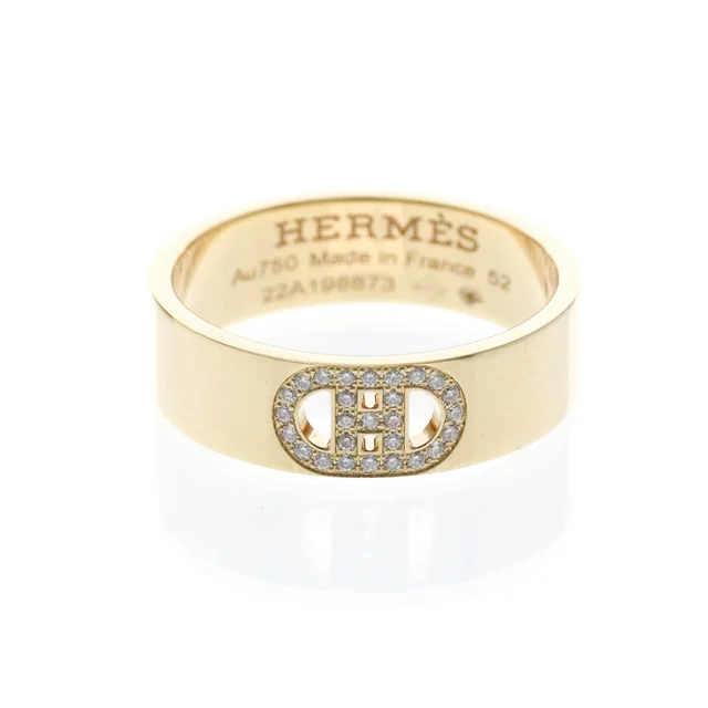 Hermès H Dunkle Diamond Ring Pink Gold (18K) Fashion Diamond Band Ring Pink Gold in Pink gold Pink gold (18K) from Elady