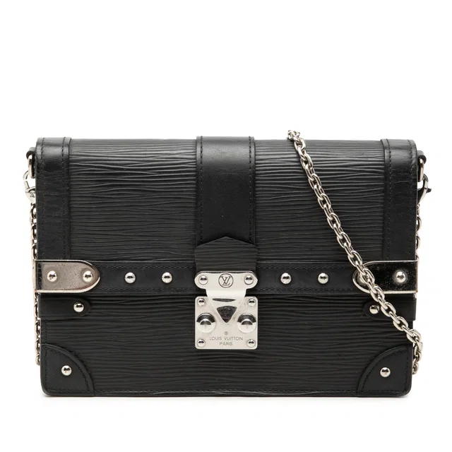 Black Louis Vuitton Epi Trunk Wallet on Chain Crossbody Bag in Black Leather from Designer Revival