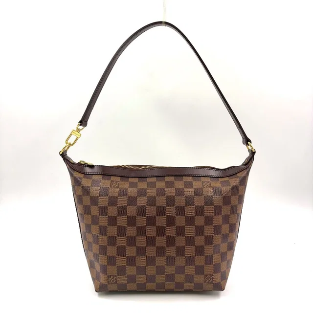 Louis Vuitton Illovo MM Damier Ebene Leather Brown Shoulder Bag Gold in Brown Leather from The Reluxe