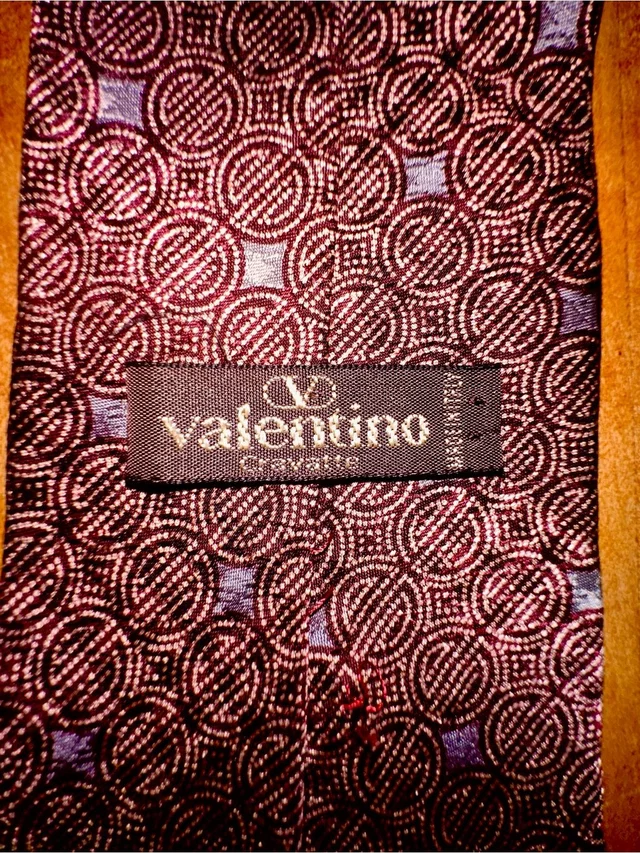 Valentino Garavani Men's Burgundy And Blue Geometric Silk Tie in gray|red|silver Silk from Poshmark