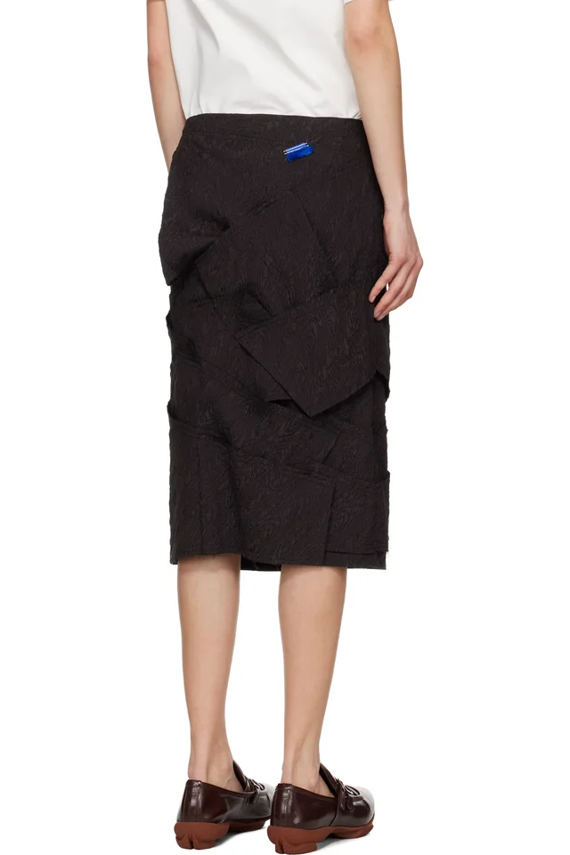ADER error Black Raw Edge Midi Skirt, photo 3 of 4 from SSENSE