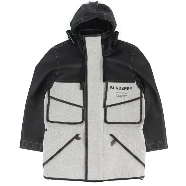 Burberry Horseferry Leather Canvas Hooded Jacket in Canvas from LuxUness