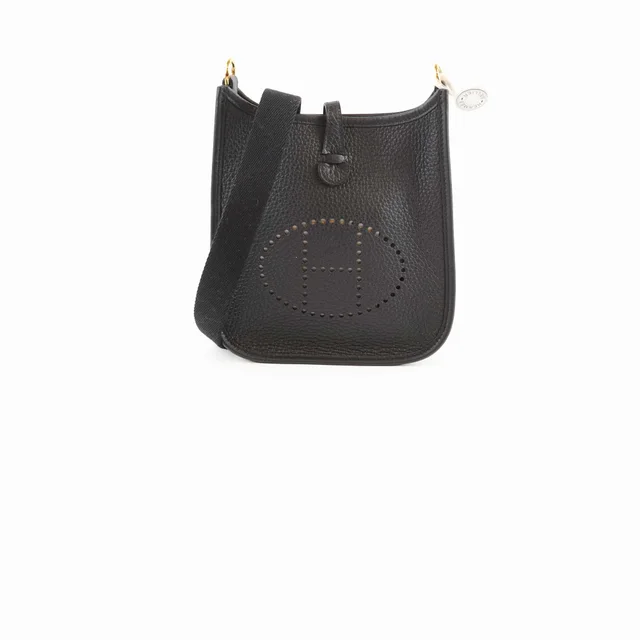Hermès Mini Evelyne 16 Noir 2026 in Black Clemence leather from The Purse Affair