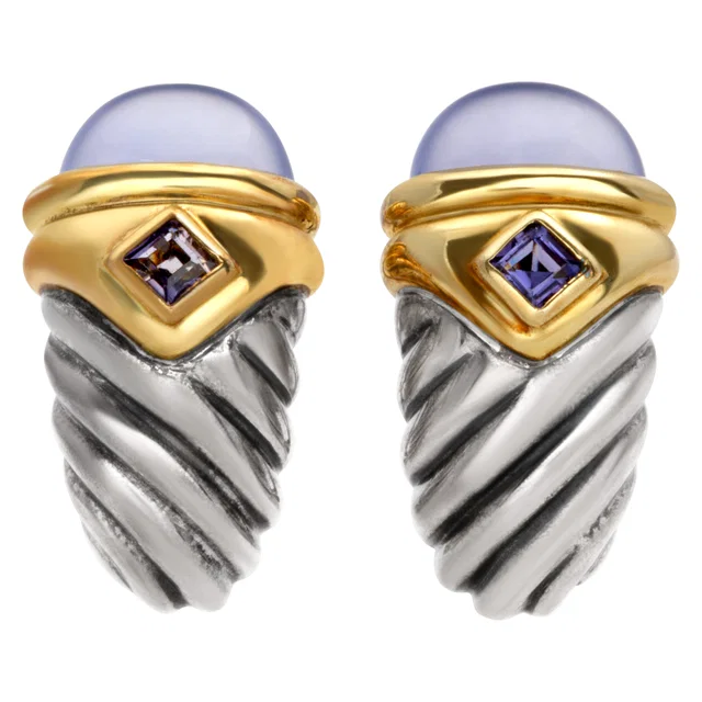 David Yurman Shrimp earrings in 14k and sterling silver in Silver Yellow Gold, Sterling Silver from Gray And Sons