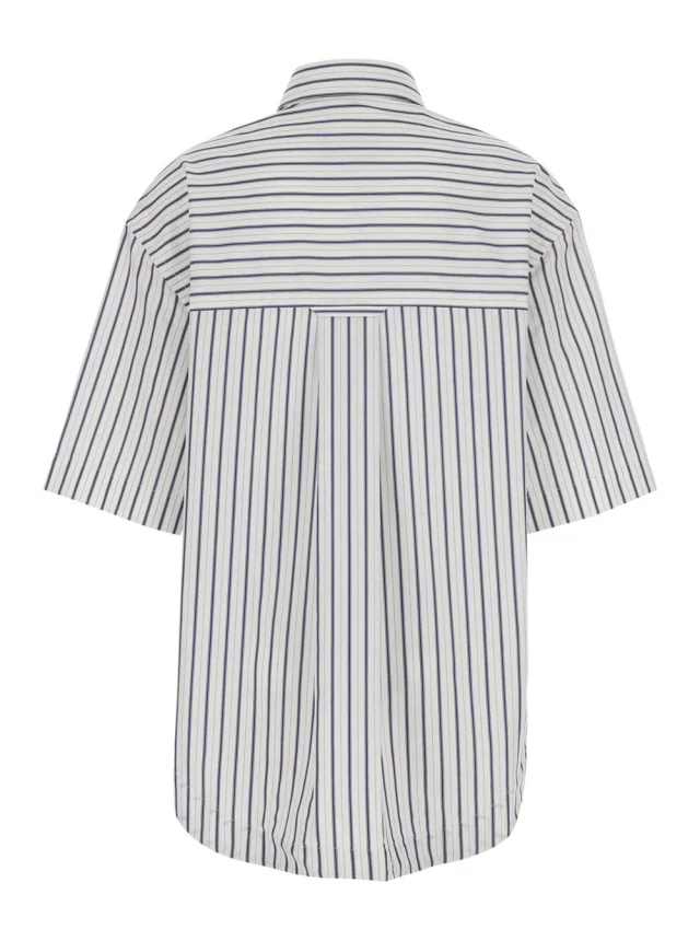 AMI PARIS White Shirt with classic collar and all-over striped pattern in cotton for women in White, photo 3 of 6 from Gaudenzi Boutique