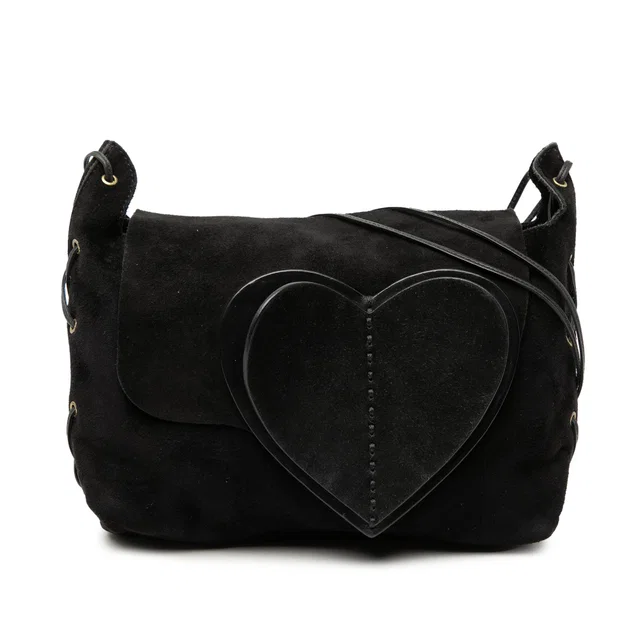 Black Gucci Suede Heart Crossbody in Black Suede from Designer Revival