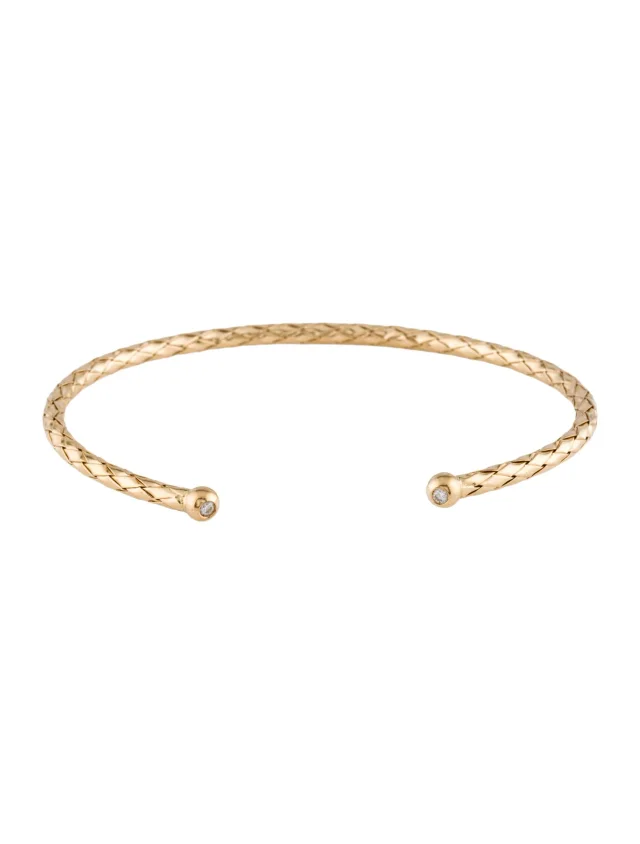 Bottega Veneta 18K Diamond Cuff Bracelet, 6.75" in multicolor from The RealReal