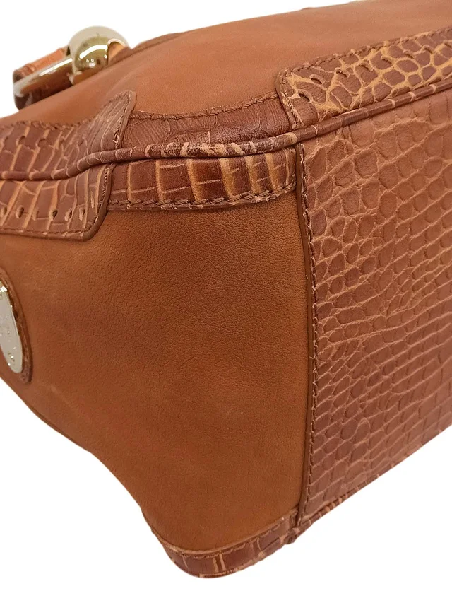 Celine Croco Embossed Handbag Brown in Brown Leather from VINTAGE QOO TOKYO, photo 6 of 10