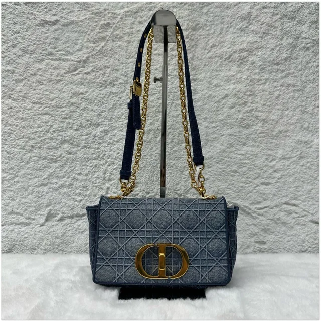 Dior Cannage Denim Caro Shoulder Bag in Blue Denim from Luxury Promise, photo 1 of 1