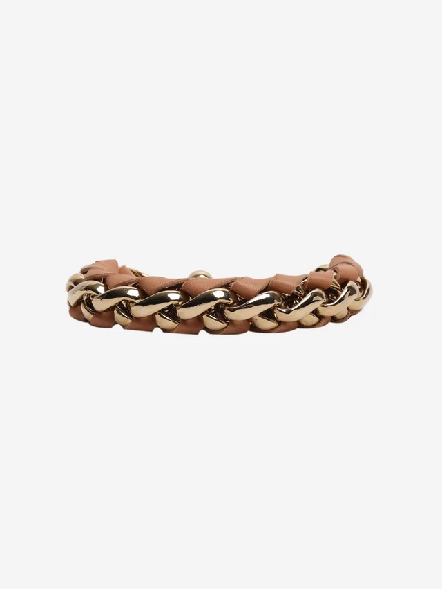 Chloé Gold leather interwoven chain bracelet in Gold Leather from Sign of the Times