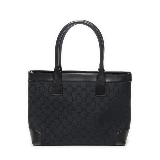 Gucci Zip Shopping Tote Bag Black GG Canvas in Black Canvas from The Reluxe