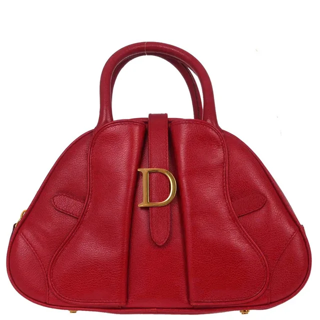 Dior Red Double Saddle Handbag in Red Leather from AMORE Vintage Tokyo