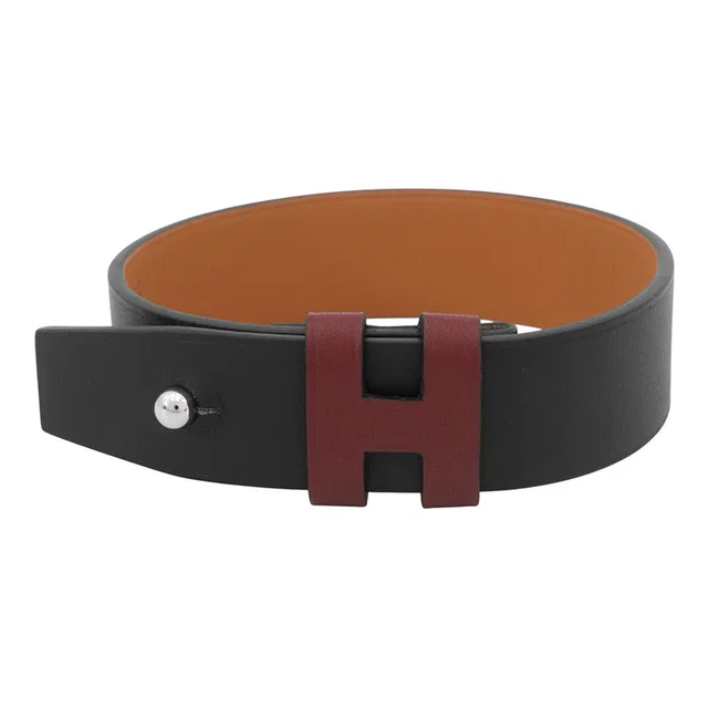 Hermès HBracelet Size T4 Black/Red Leather in Black Leather from GALLERY RARE