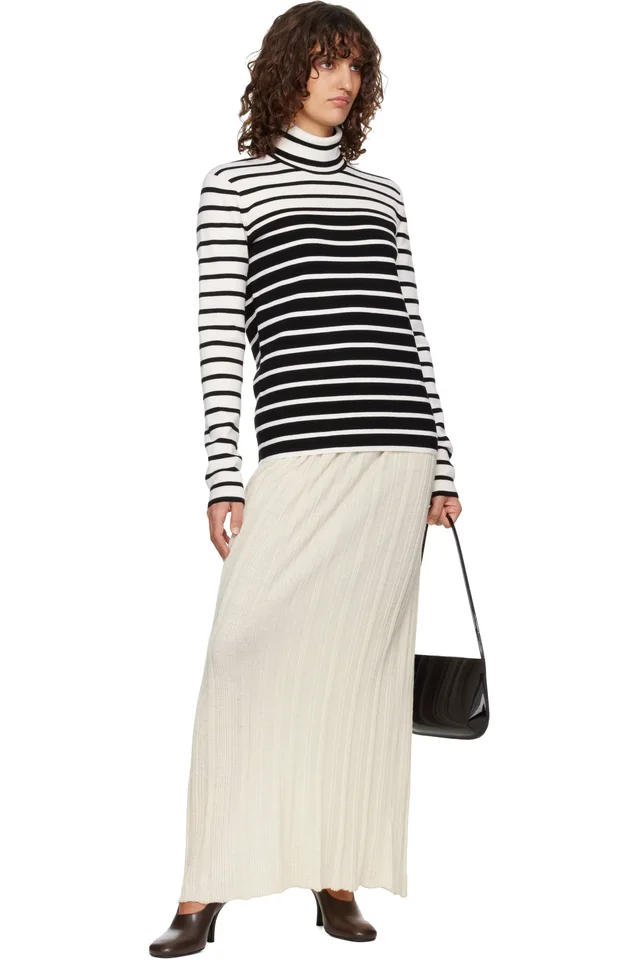 TOTEME White & Black Striped Turtleneck, photo 4 of 4 from SSENSE