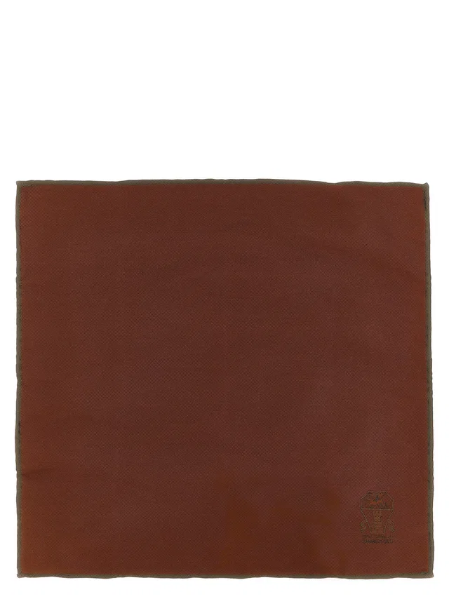 Brunello Cucinelli Silk Twill Double-Face Scarf — Rust Pure Scarfs in Silk from HEWI