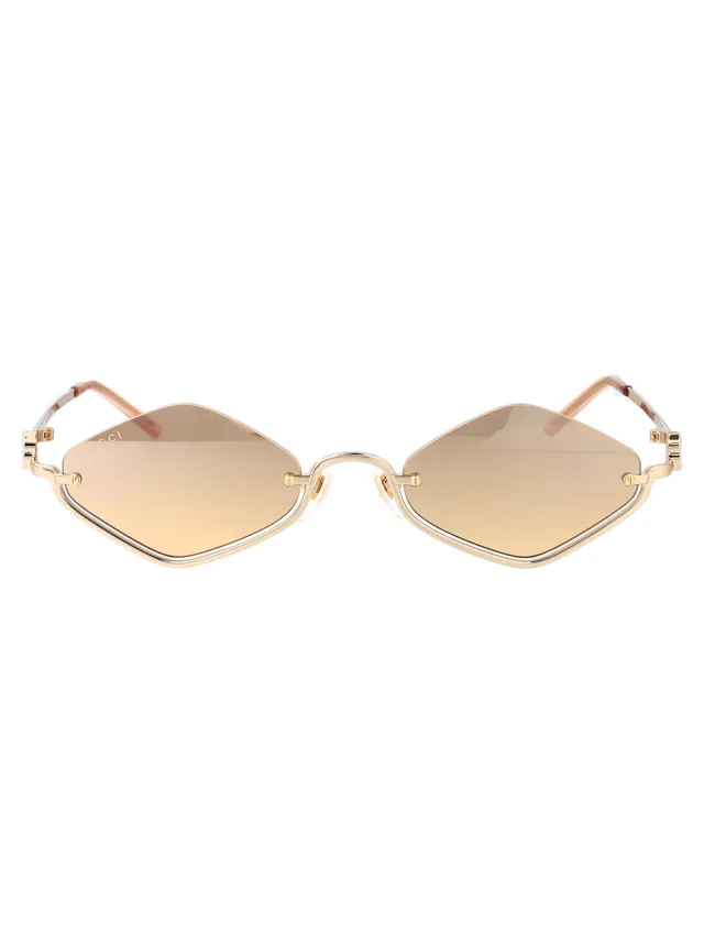 Gucci Gg1604s Gold-Tone Metal With Orange Accents Sunglasses — Gold in Orange from HEWI