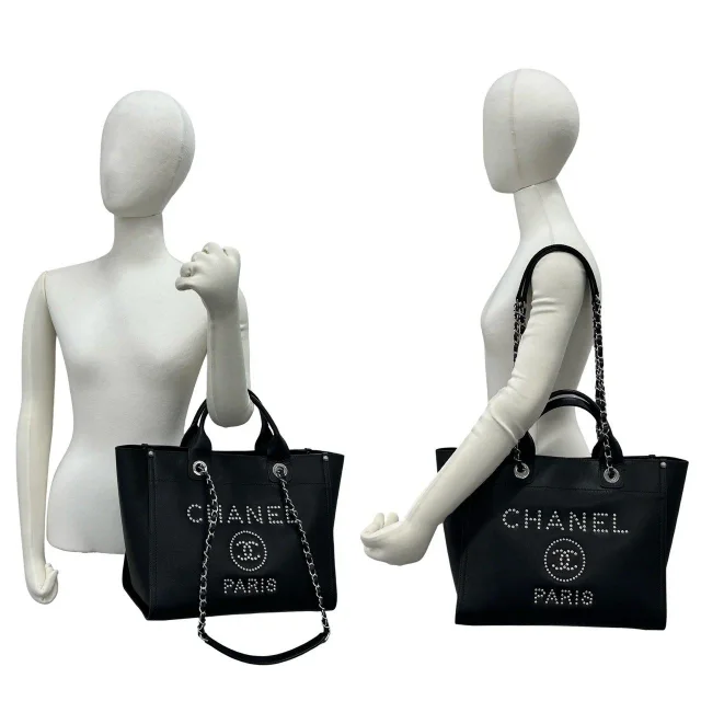 Chanel Deauville Caviar Leather 2way Tote Bag in Black Calfskin from LuxUness, photo 2 of 10