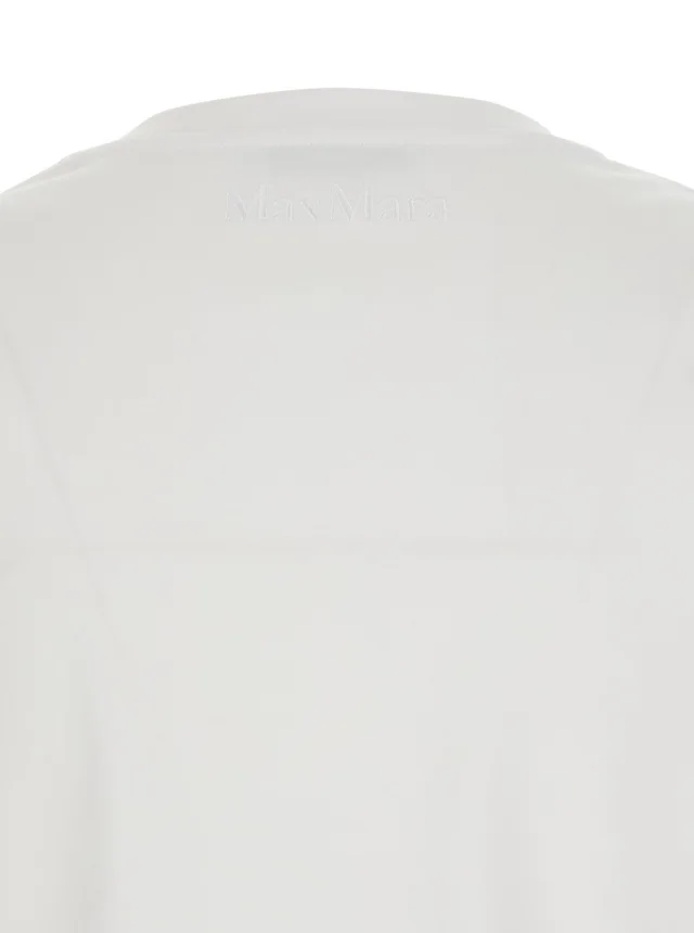 Maxmara pure 'Donata' White T-Shirt with Embroidered Logo on the Back in Cotton for Women in White 100% Cotton, photo 3 of 4 from Gaudenzi Boutique