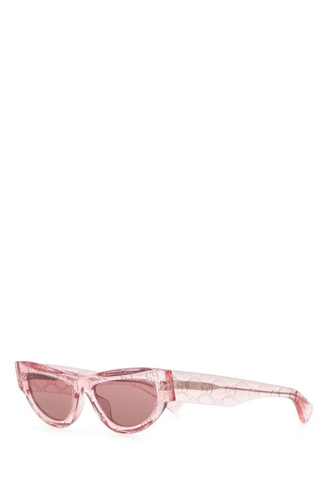 Gucci Eyewear Pink Crackle Acetate Sunglasses in Pink from HEWI