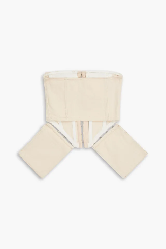 Dion Lee Strapless Cropped Denim Top in Ecru, photo 2 of 3 from THE OUTNET