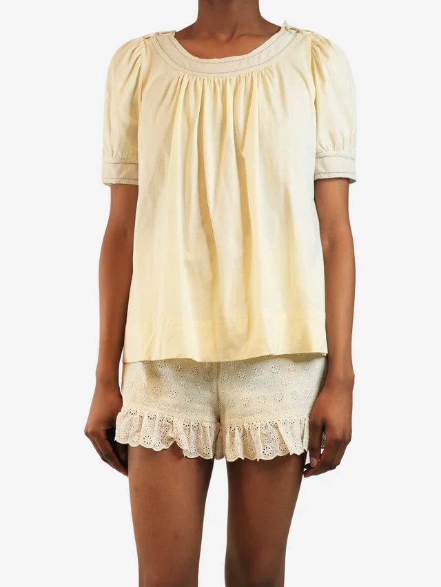 Chloé Cream short-sleeved cotton top - size S in White from Sign of the Times