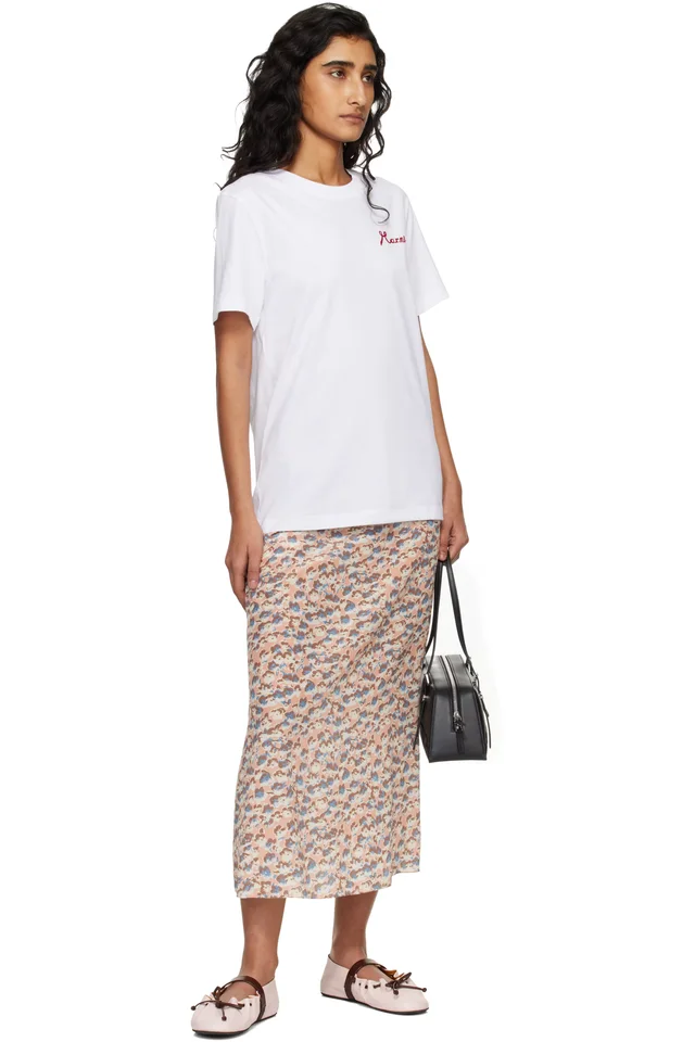 White Cotton Flocked Marni Logo T-shirt, photo 4 of 4 from SSENSE