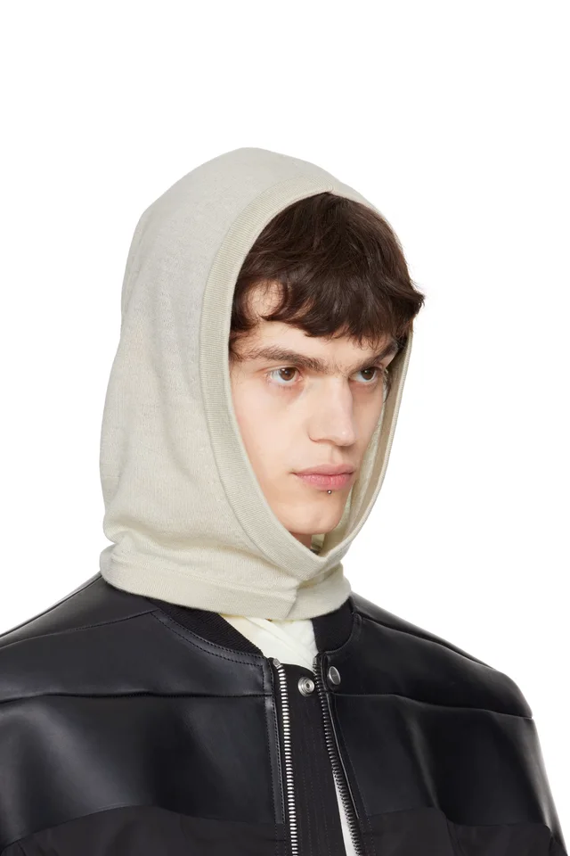Rick Owens Off-White Hollywood Cashmere Hood, photo 2 of 3 from SSENSE