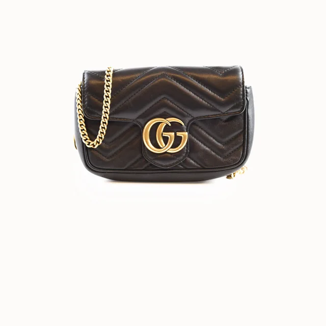 Gucci Super Mini Marmont Black in Black Leather from The Purse Affair