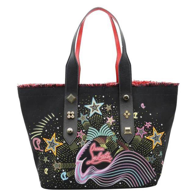 Christian Louboutin Frangibus Starlight Canvas Tote Bag Black in Black Canvas from Dallas Designer Handbags