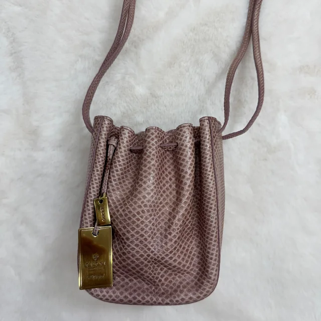 Gucci Pink Mini Bucket Crossbody Bag in Pink Leather from SparklesnDreams