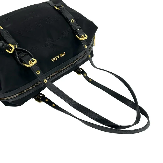 Prada Leather Tote Bag in Black Nylon from LuxUness, photo 4 of 10