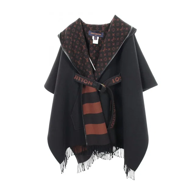 Louis Vuitton Poncho Hooded Wrap Cape Coat Wool Silk in Silk from The Reluxe