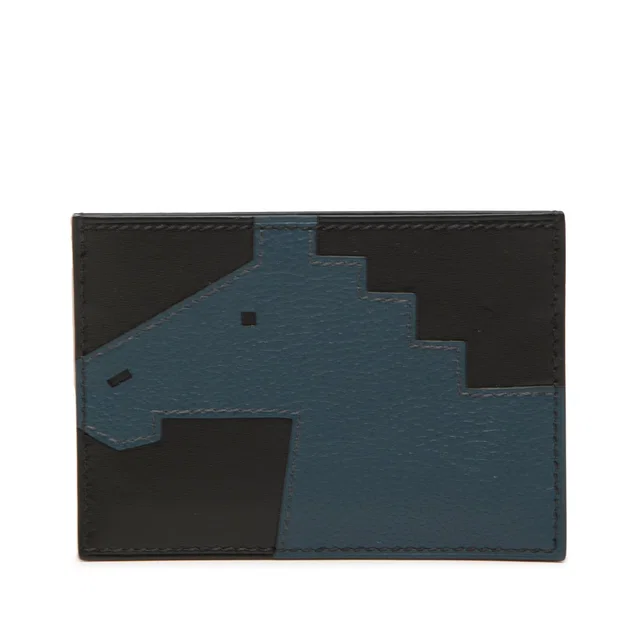 Black Hermès Evercolor and Tadelakt Cheval Picto Card Holder in Black from Designer Revival