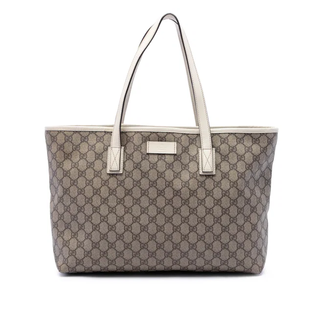 Beige Gucci Medium GG Supreme Tote in Beige Coated canvas from Designer Revival