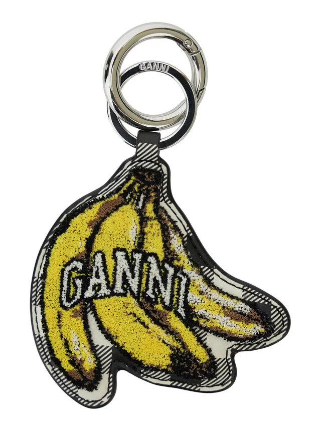 GANNI Banana-Shaped Recycled Leather Keychain — Multicolor Belt Buckles in Multicolor Leather from HEWI