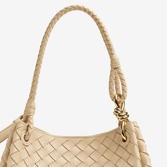 Bottega Veneta Andiamo Parachute Shoulder Bag — Beige Domesticated Lamb Leather in Beige Lambskin from HEWI