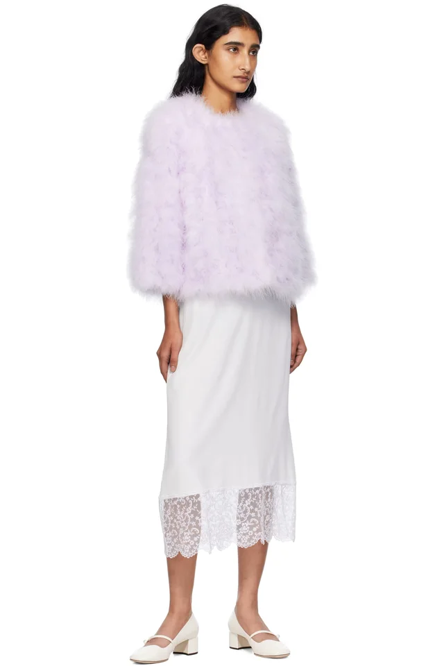 Yves Salomon Pink Short Feather Jacket, photo 4 of 4 from SSENSE