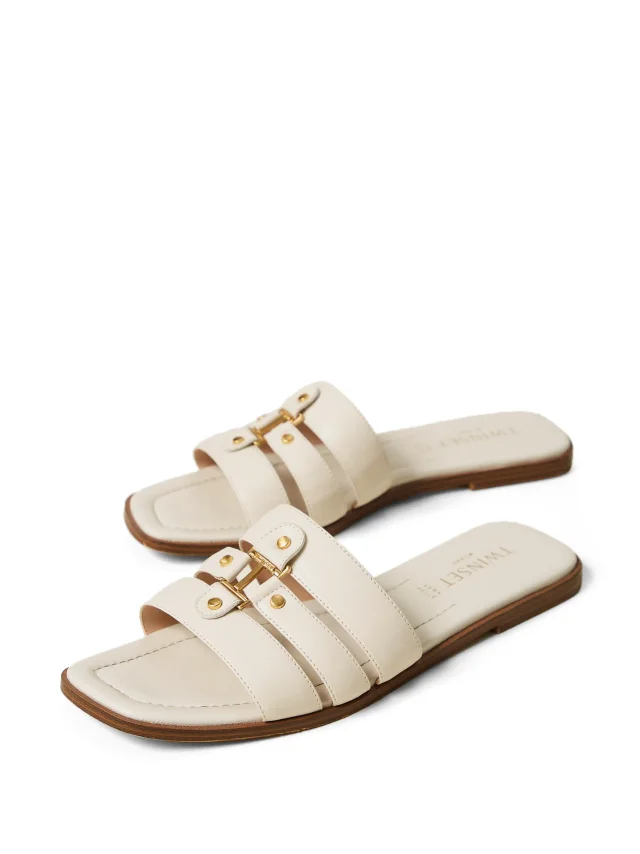TWINSET leather sliders with logo, photo 2 of 2 from FARFETCH