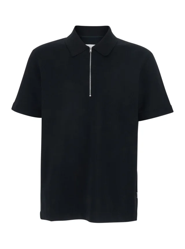 Jil sander black Polo Shirt with front zip closure and classic collar in cotton for men in Black from Gaudenzi Boutique, photo 1 of 1