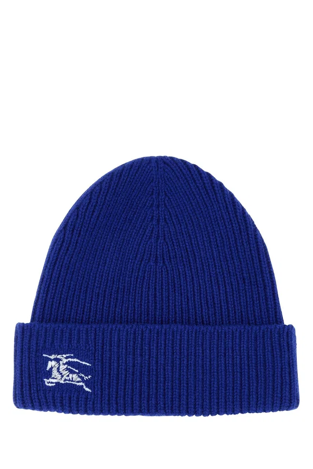 Burberry 8078810 Rib-Knit Beanie — Blue Wool Beanies in Blue Wool from HEWI