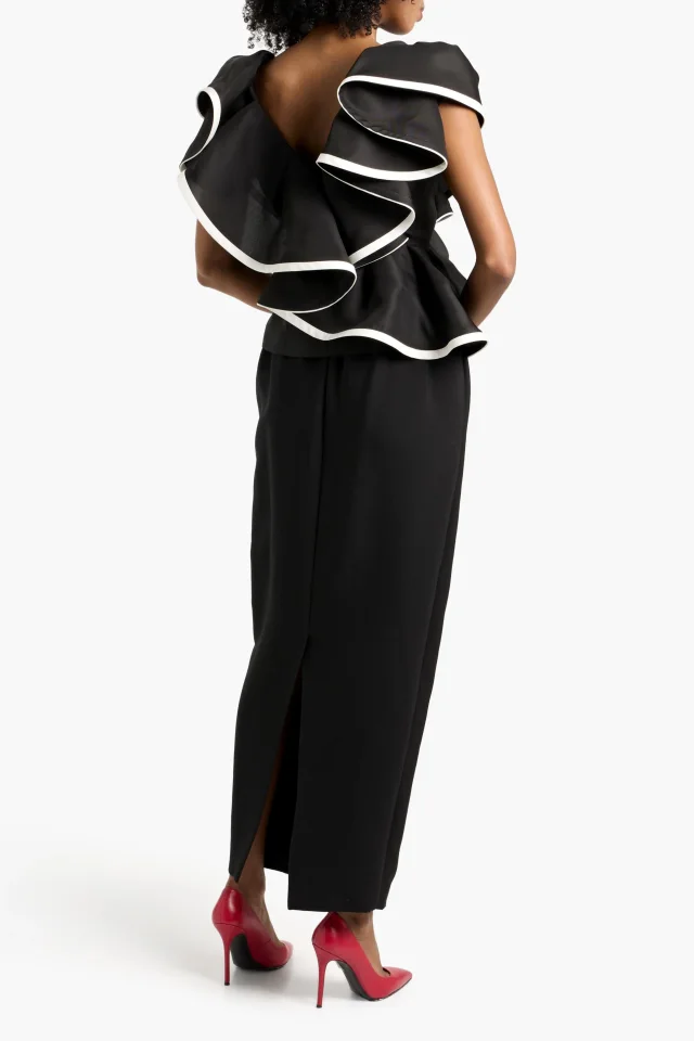 Carolina Herrera Ruffled Silk-Organza Top in Black, photo 3 of 4 from THE OUTNET