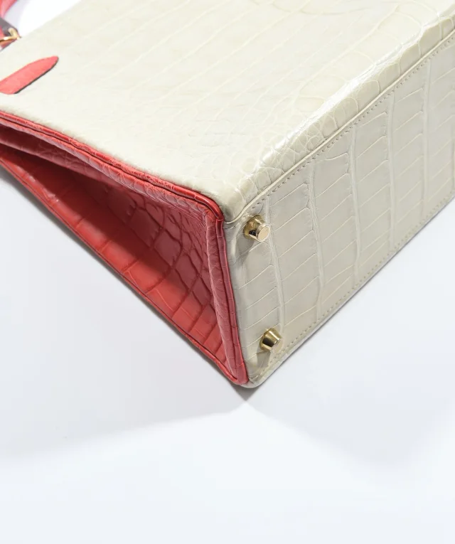 Hermès Kelly 32 HSS Beton / Geranium Matte alligator GHW #X (2016) in Crocodile from Luxury Promise, photo 13 of 20
