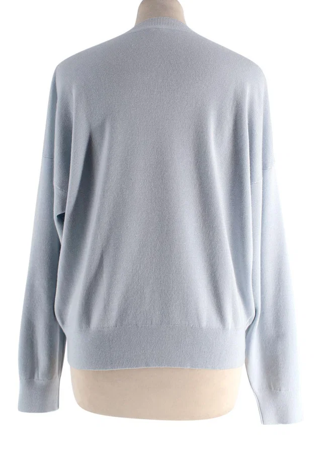 Hermès Pale Blue Silk and Cashmere Blend Knit Sweater in Blue Silk from HEWI