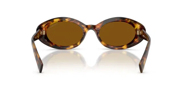 Miu Miu 0mu Tortoiseshell Oval Sunglasses — Brown Acetate in Brown from HEWI