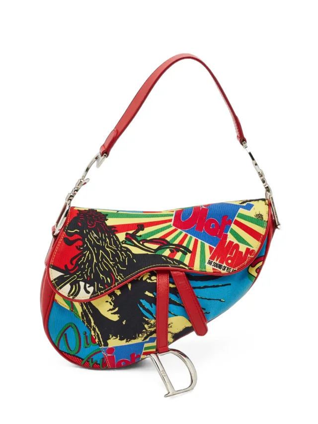 Dior Pre-Owned 2003 Saddle Rasta Mania Shoulder Bag | Red | FARFETCH in Red Calfskin from Farfetch